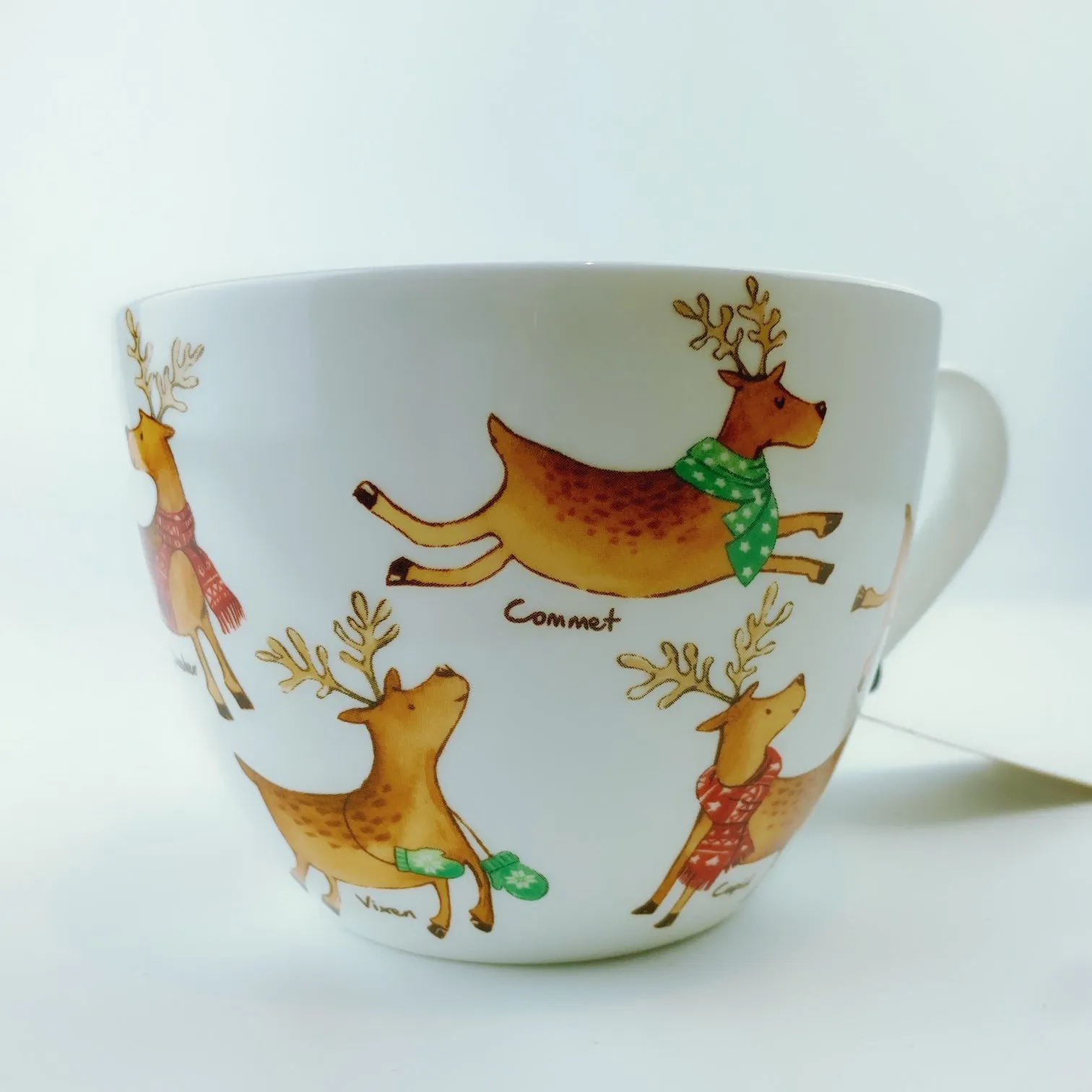 Portobello By Design 'The Reindeers' Santa's Big Help Bone China XL Coffee Mug Tea Cup 20 oz