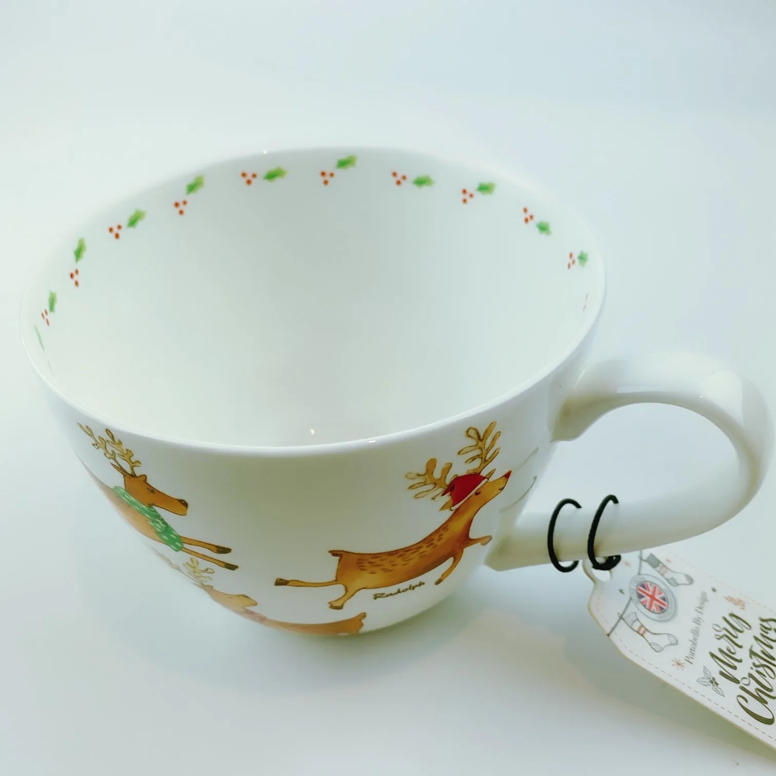 Portobello By Design 'The Reindeers' Santa's Big Help Bone China XL Coffee Mug Tea Cup 20 oz