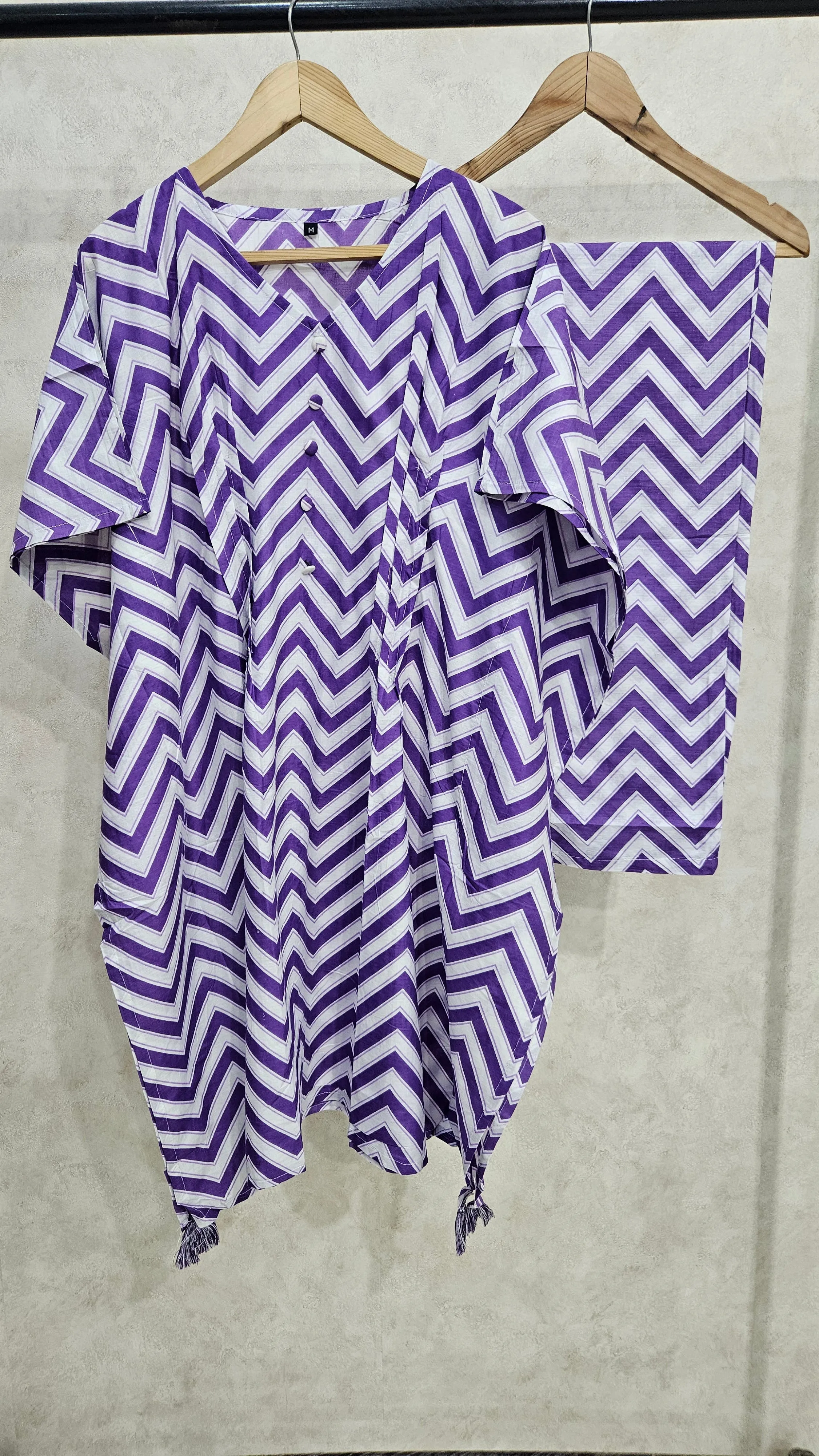 PURPLE CHEVRON KAFTAN KURTA SET