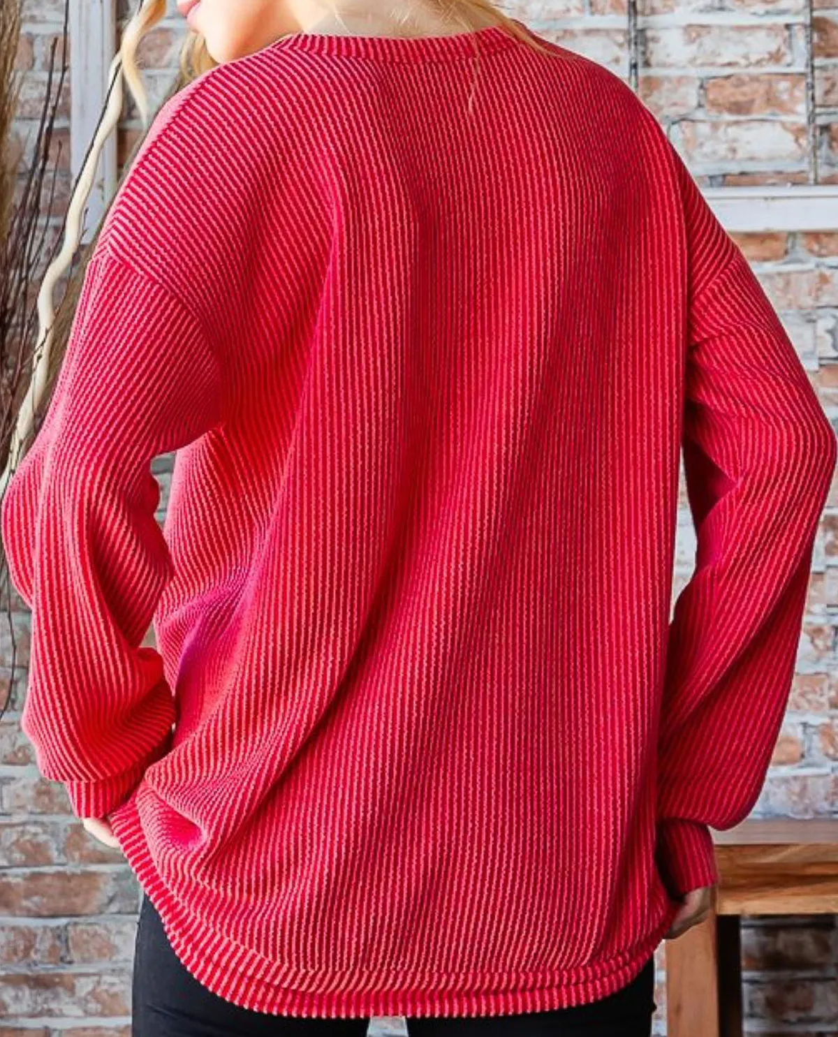 Ribbed Top with Reindeer