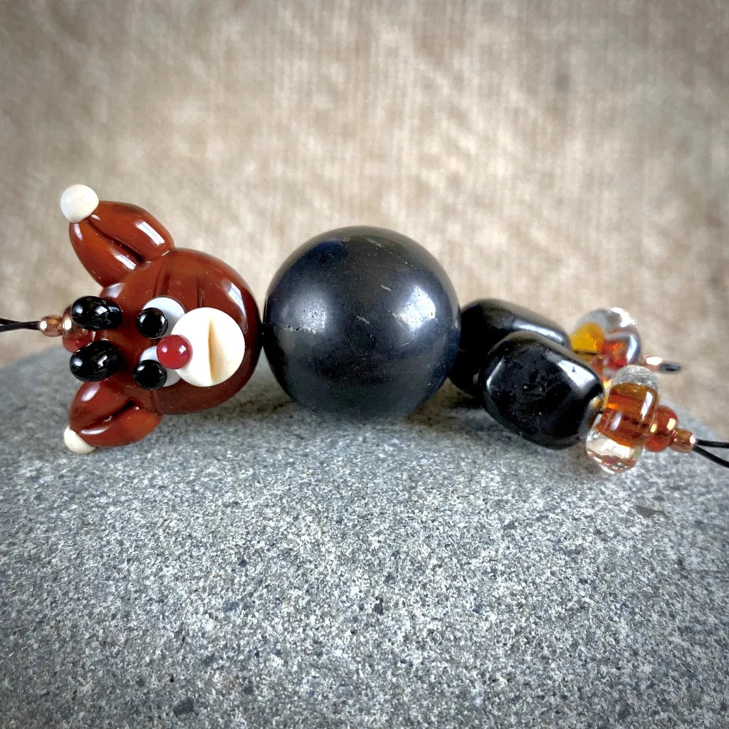 Rudolph Reindeer Ornament, Shungite, Christmas Decor