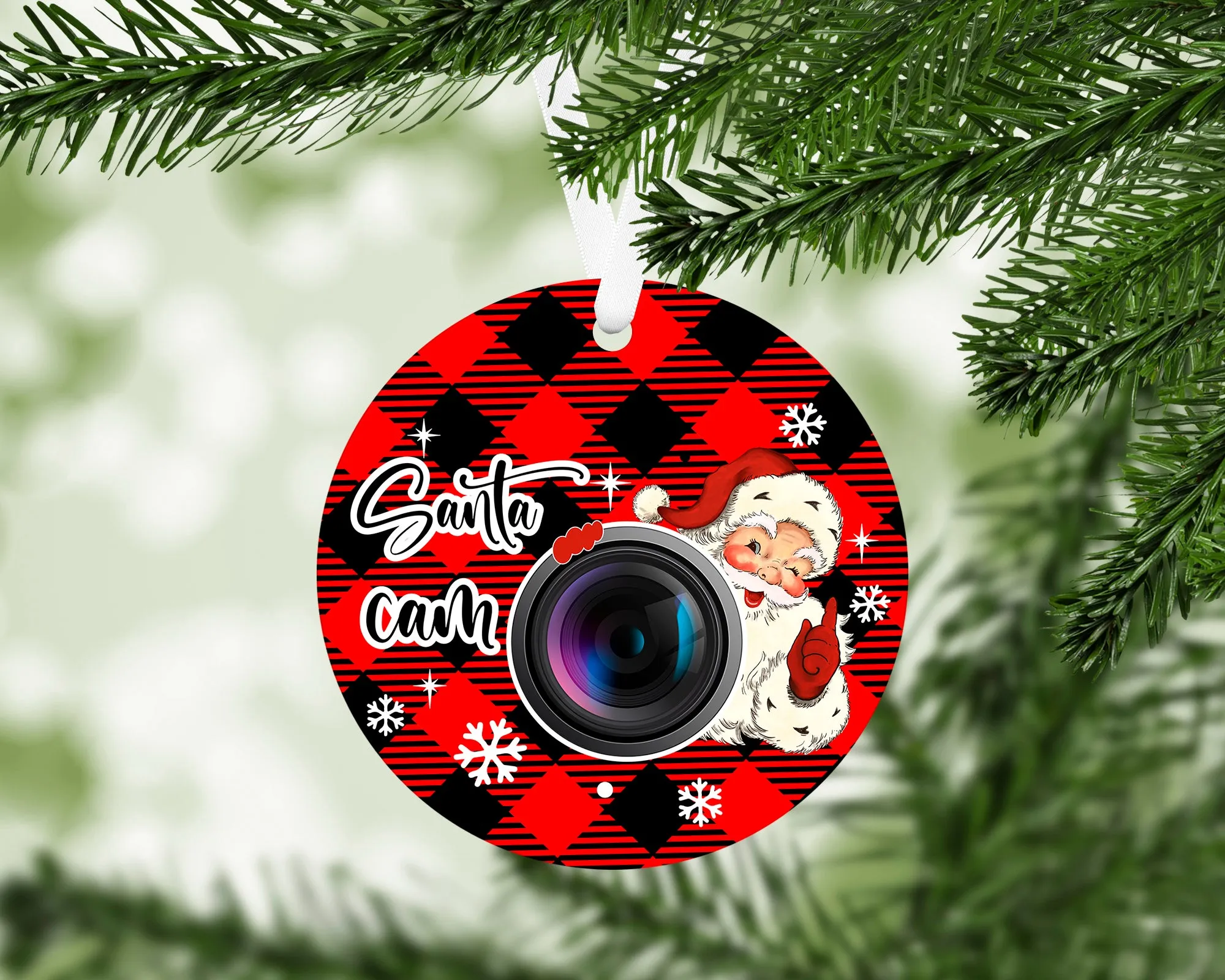 Santa or Elf Cam Ornament With FREE Velvet Pouch