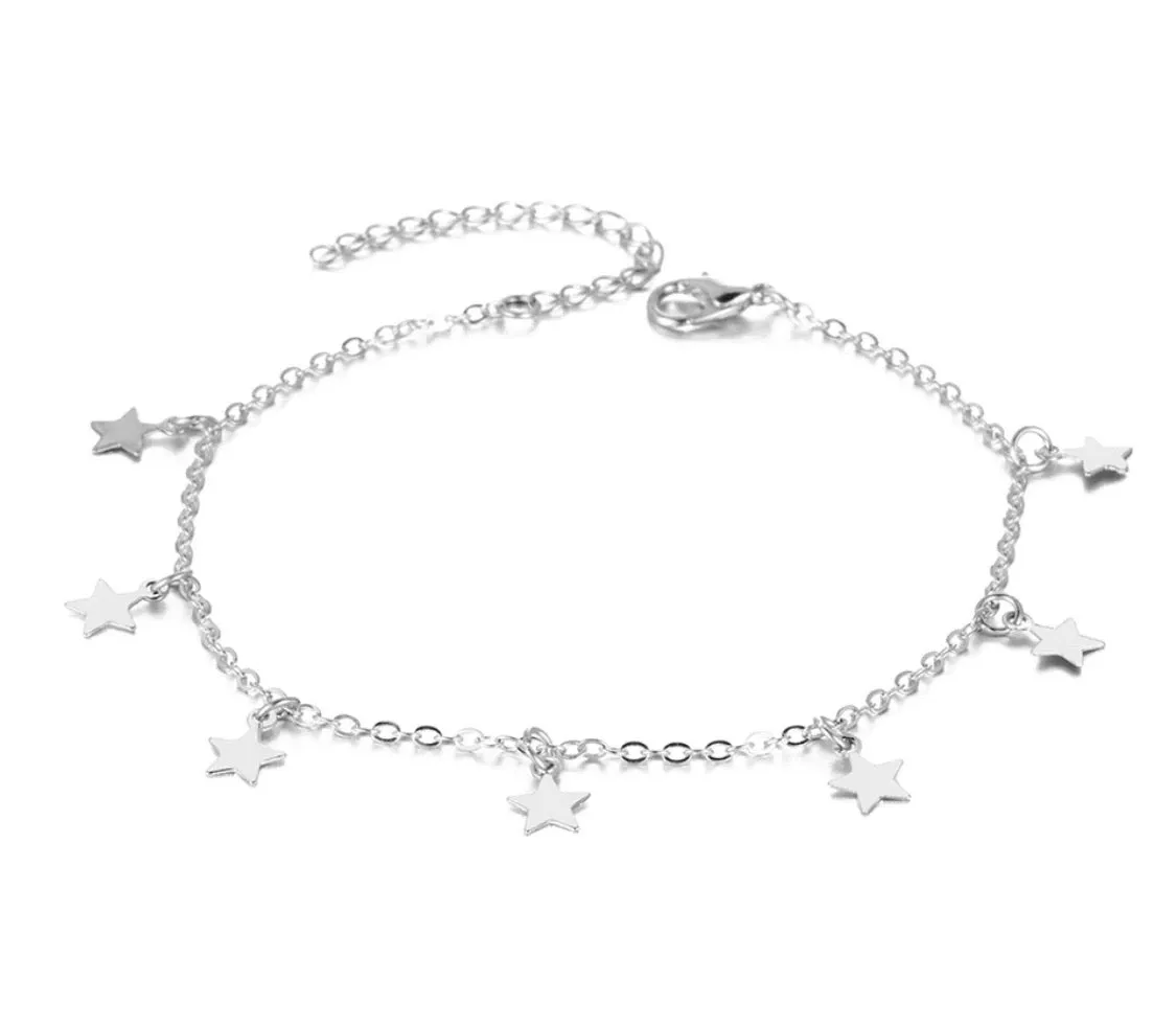 Scatter Star Anklet - Silver