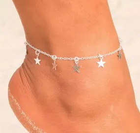 Scatter Star Anklet - Silver