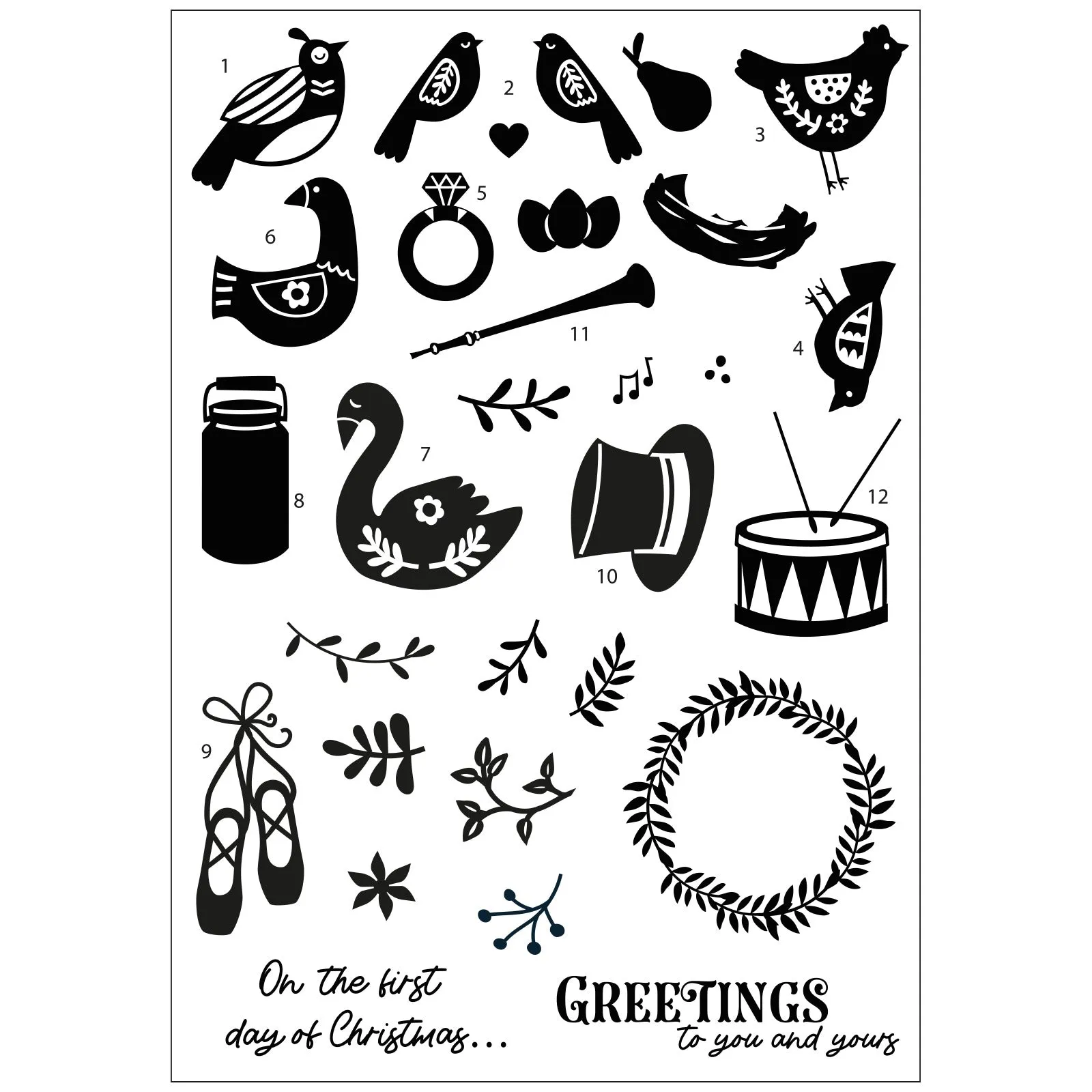 Sizzix A5 Clear Stamps Set 30PK - 12 Days of Christmas by Catherine Pooler