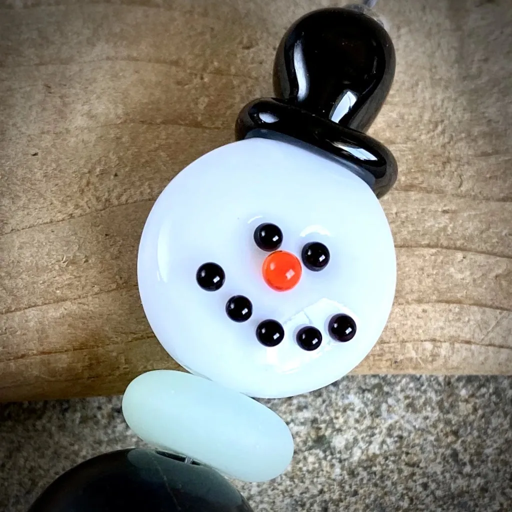 Smiling Shungite Snowman Ornament, Fun Holiday Decor