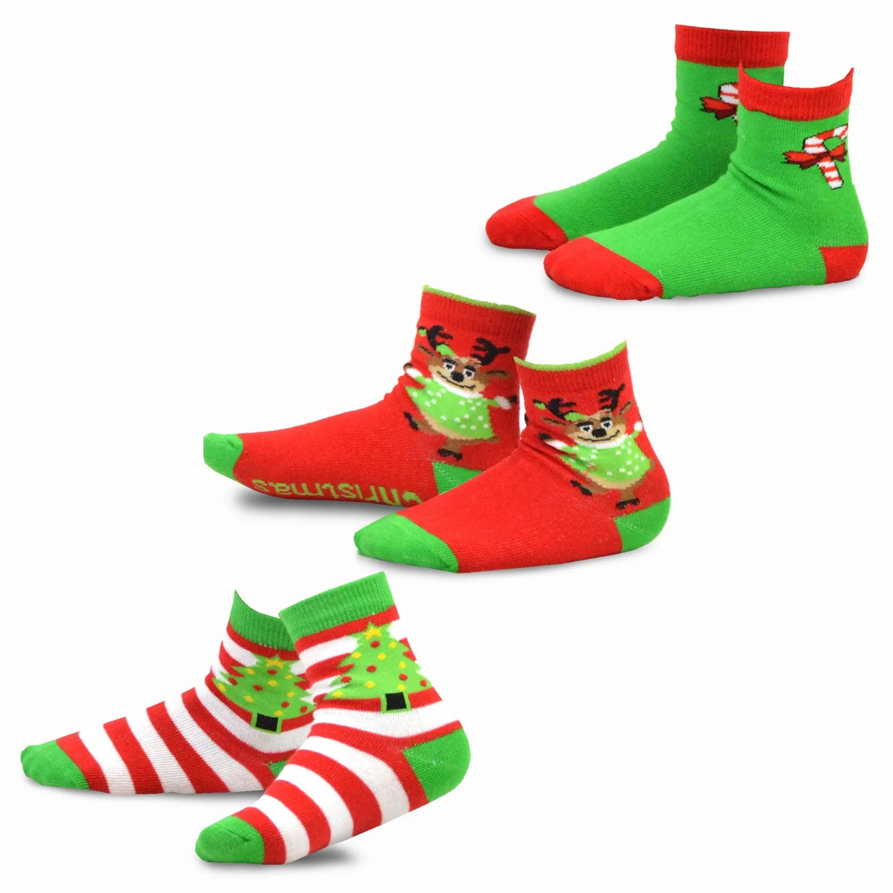 TeeHee Socks Kid's Christmas Cotton Short Crew Assorted 3-Pack (11310)