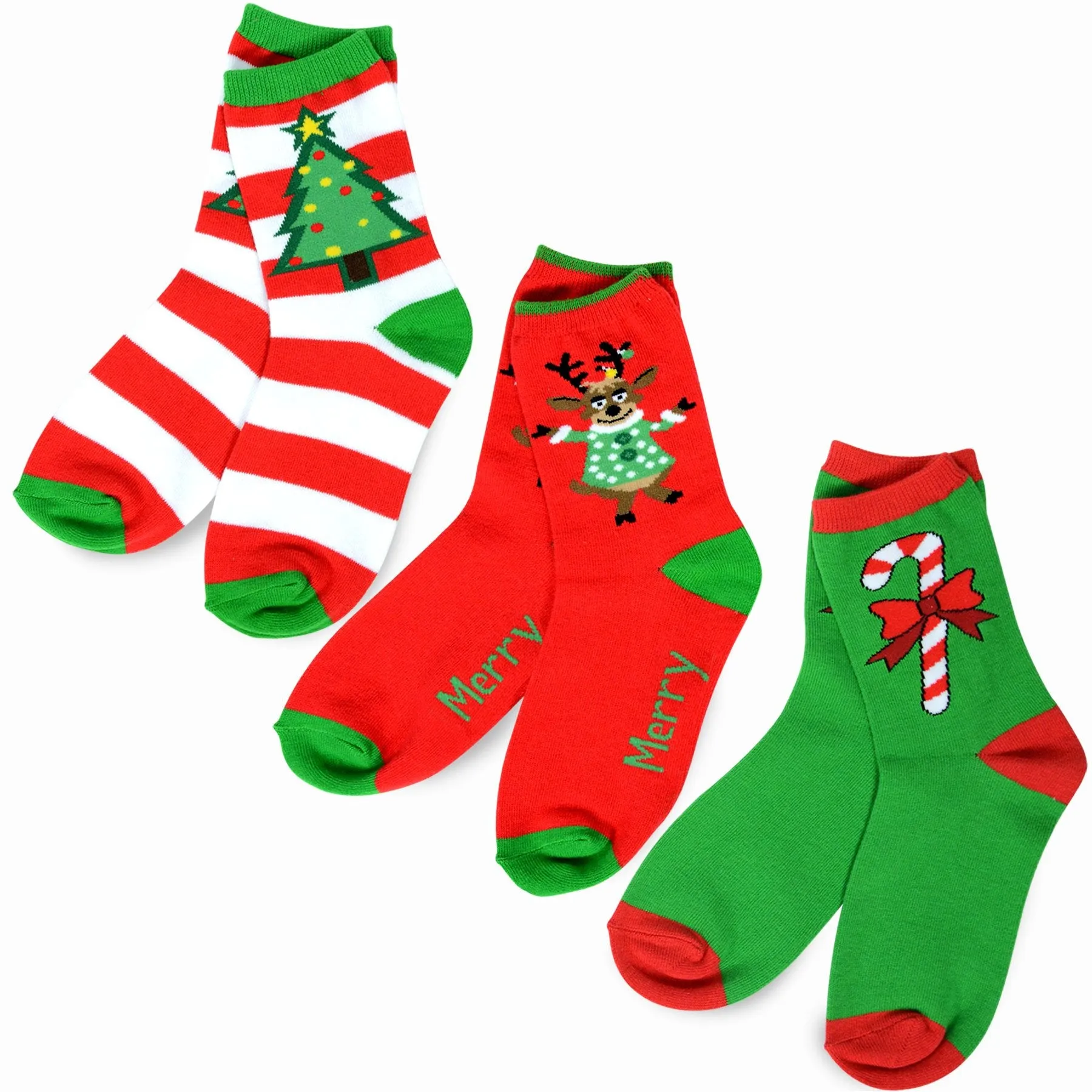 TeeHee Socks Kid's Christmas Cotton Short Crew Assorted 3-Pack (11310)