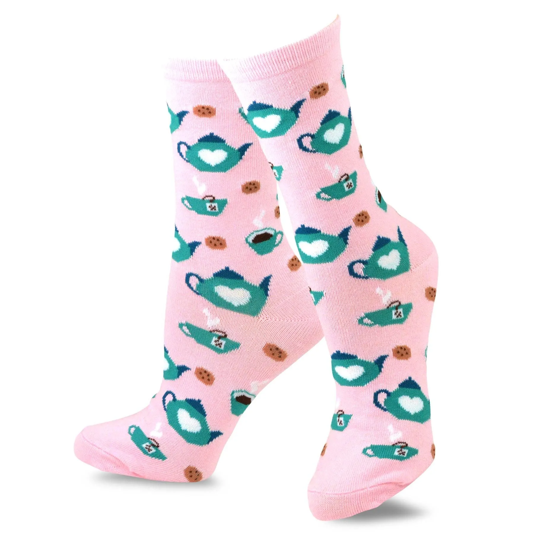 TeeHee Socks Women's Novelty Cotton Crew Bakery and Coffee 6-Pack (12007)