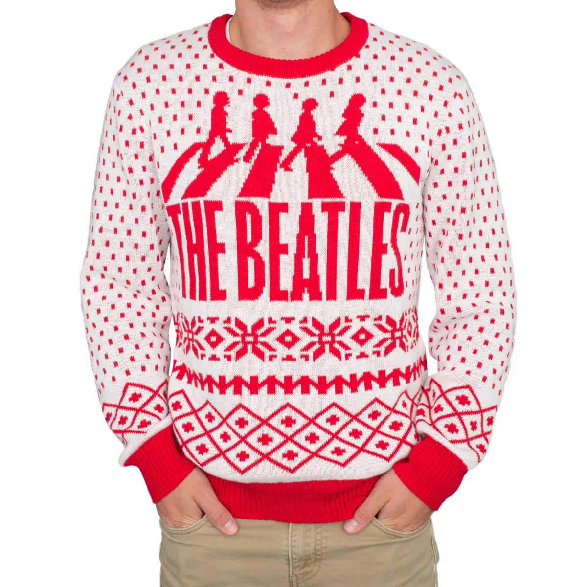 The Beatles Abbey Road Red and White Ugly Christmas Sweater