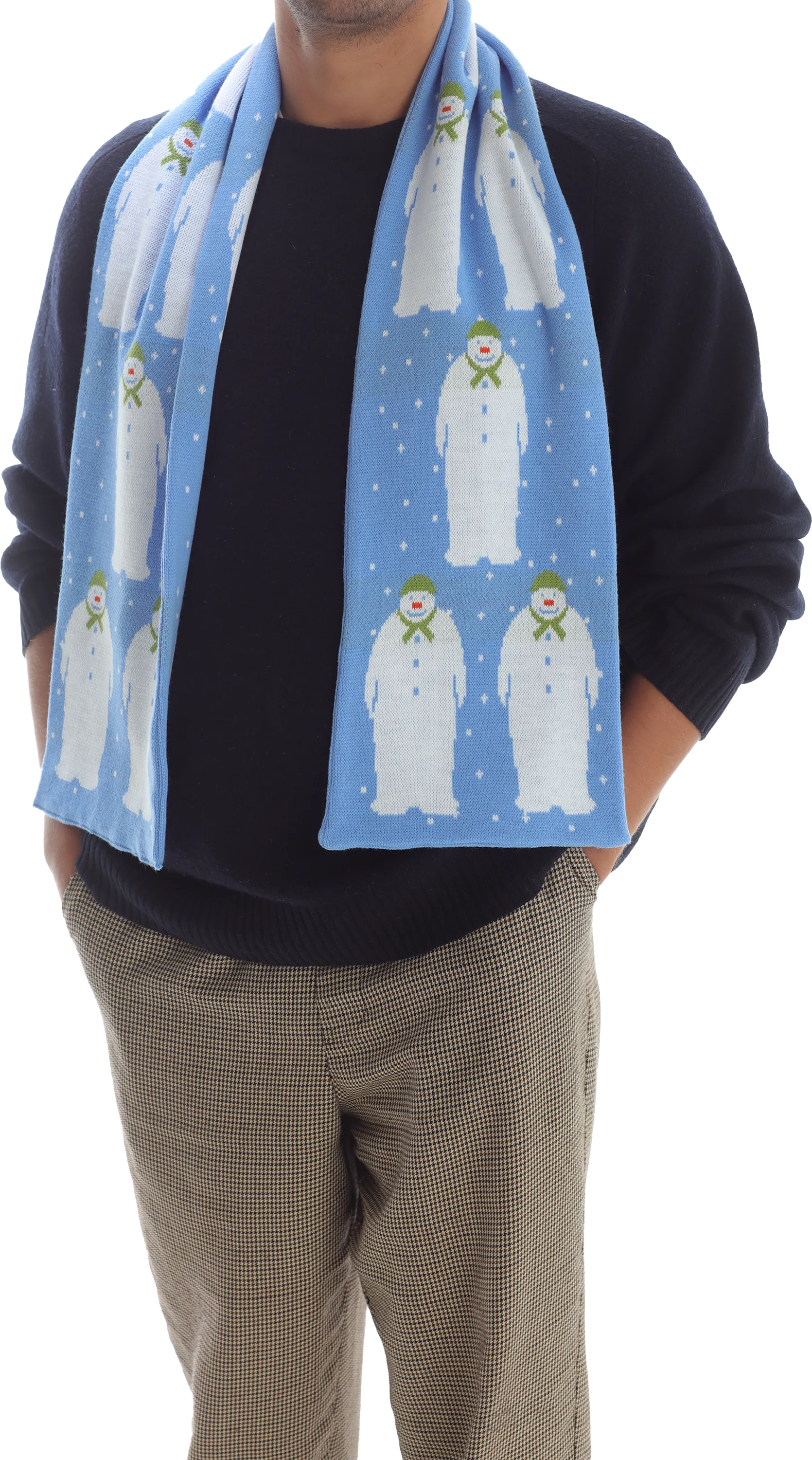 Optimized Title: Luxurious Snowman-Patterned Knit Scarf