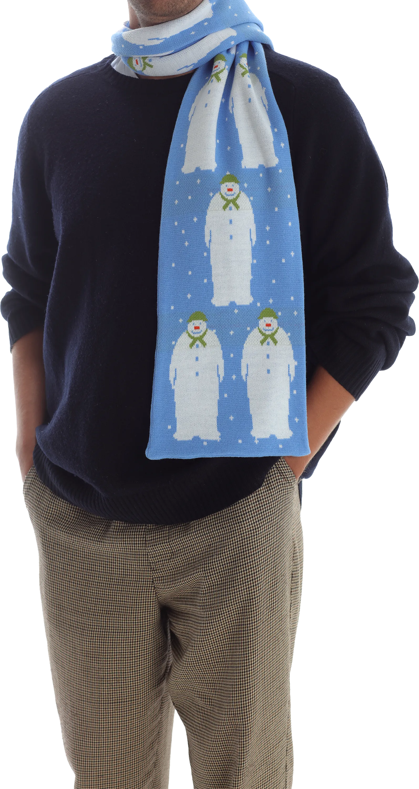 Optimized Title: Luxurious Snowman-Patterned Knit Scarf