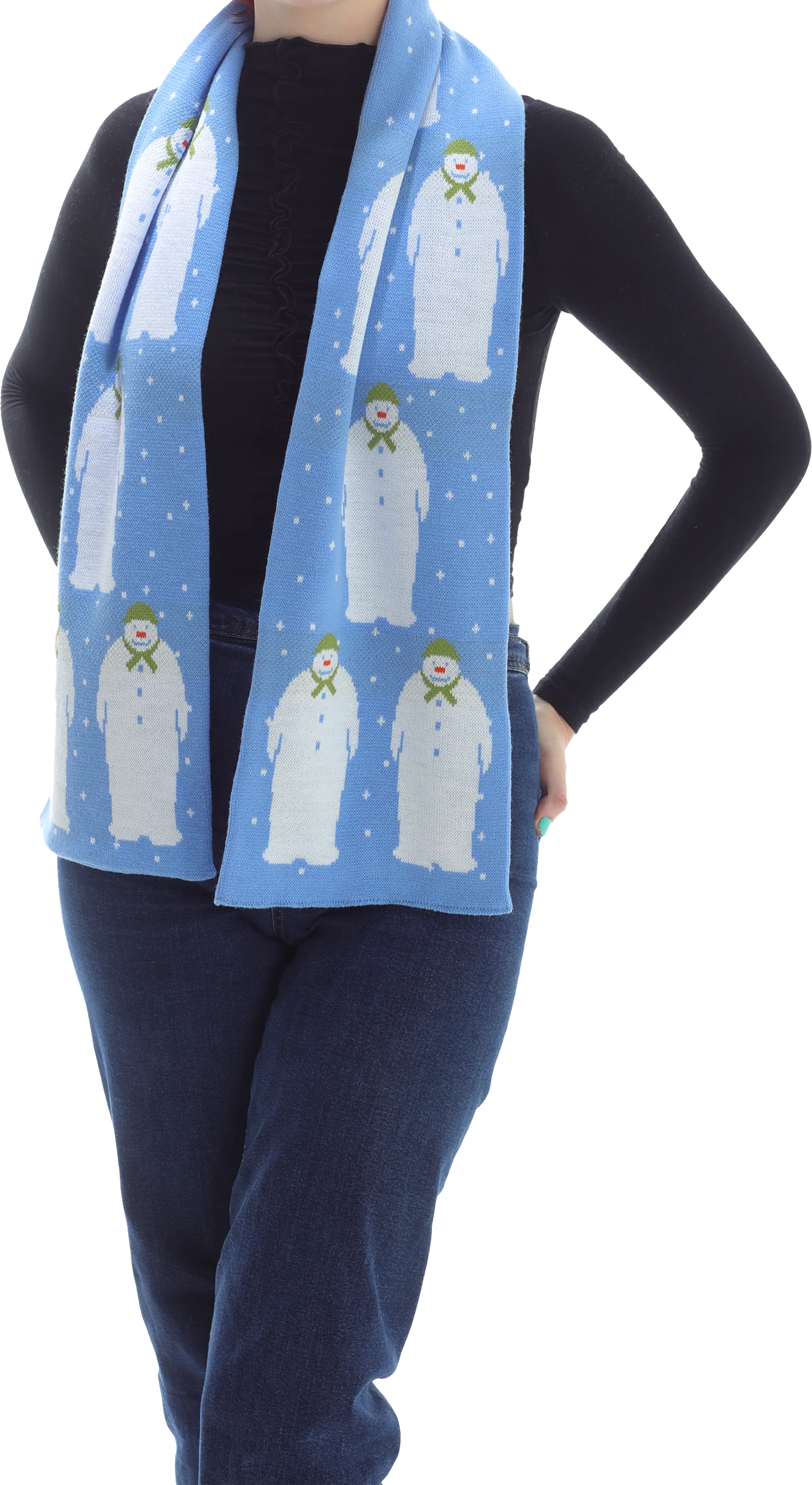 Optimized Title: Luxurious Snowman-Patterned Knit Scarf