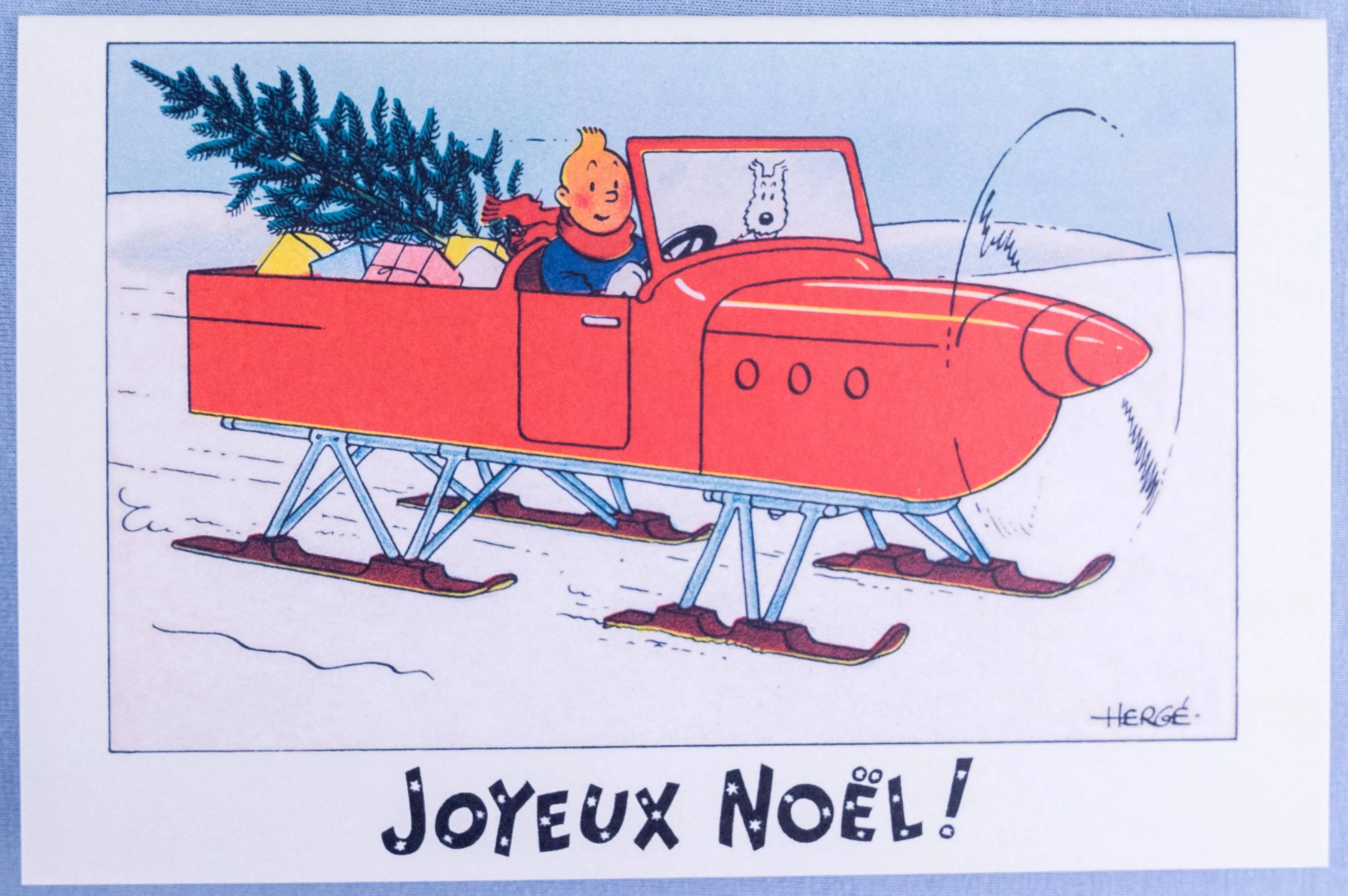 Tintin Christmas Greeting Cards: Blue Set of 6 Moulinsart Herge Xmas Gifts