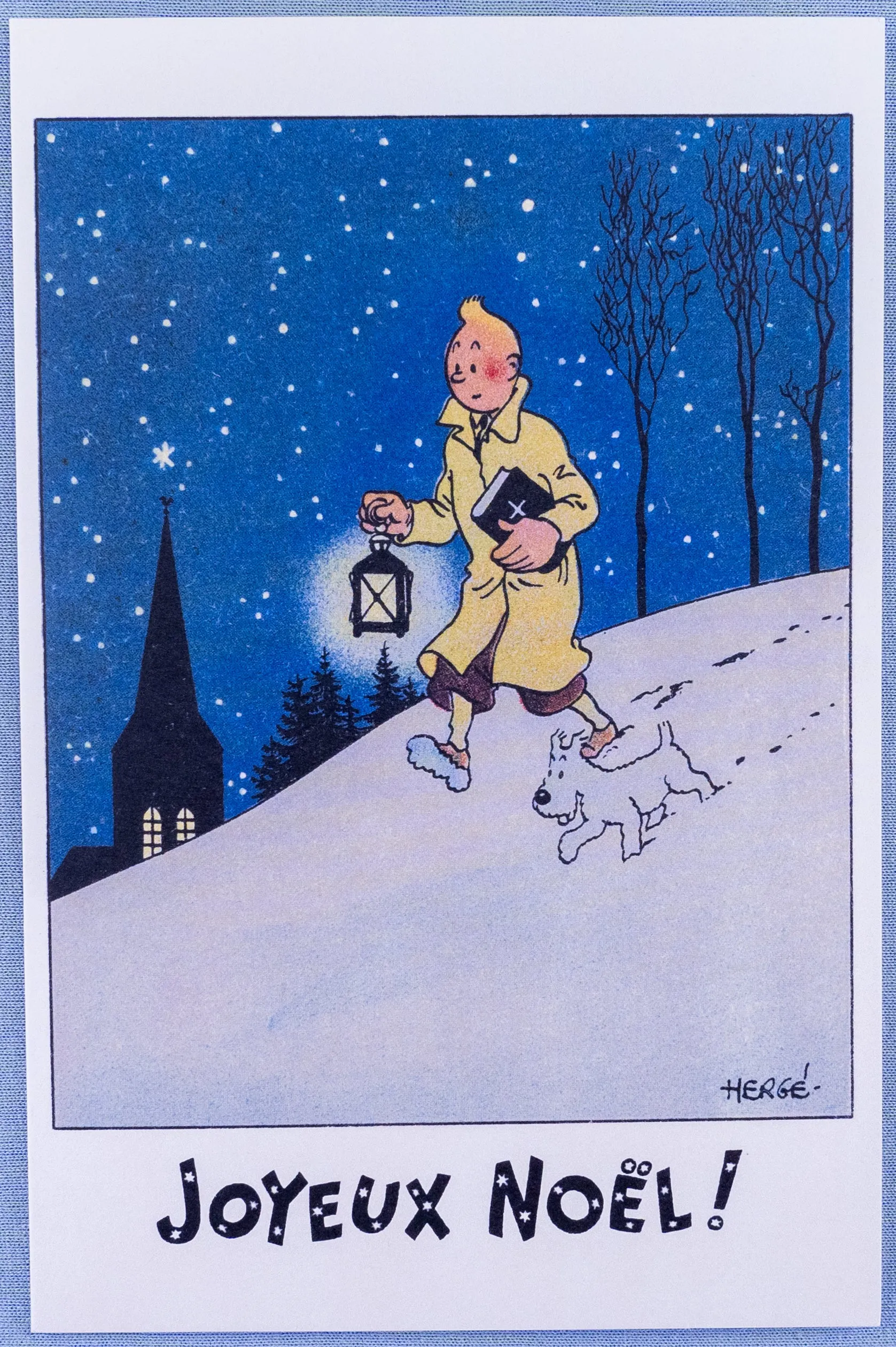 Tintin Christmas Greeting Cards: Blue Set of 6 Moulinsart Herge Xmas Gifts