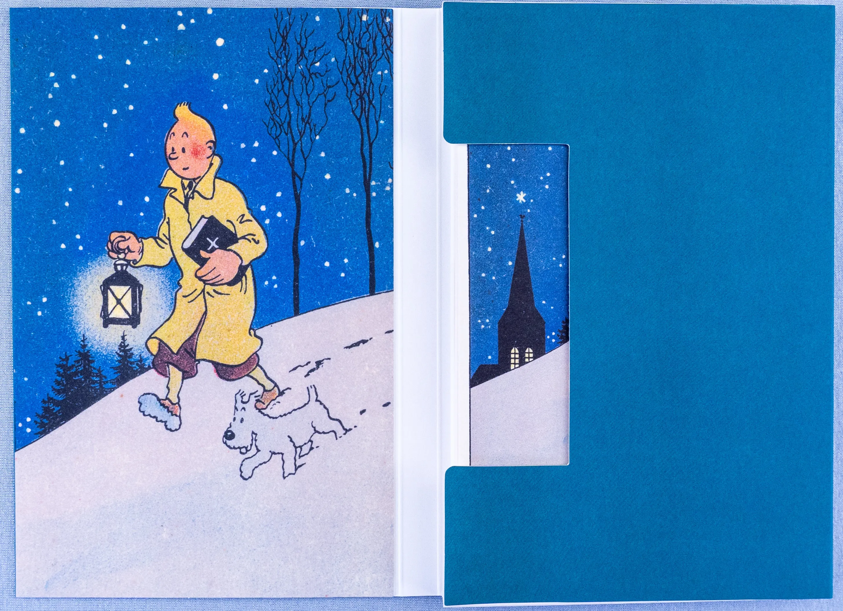 Tintin Christmas Greeting Cards: Blue Set of 6 Moulinsart Herge Xmas Gifts