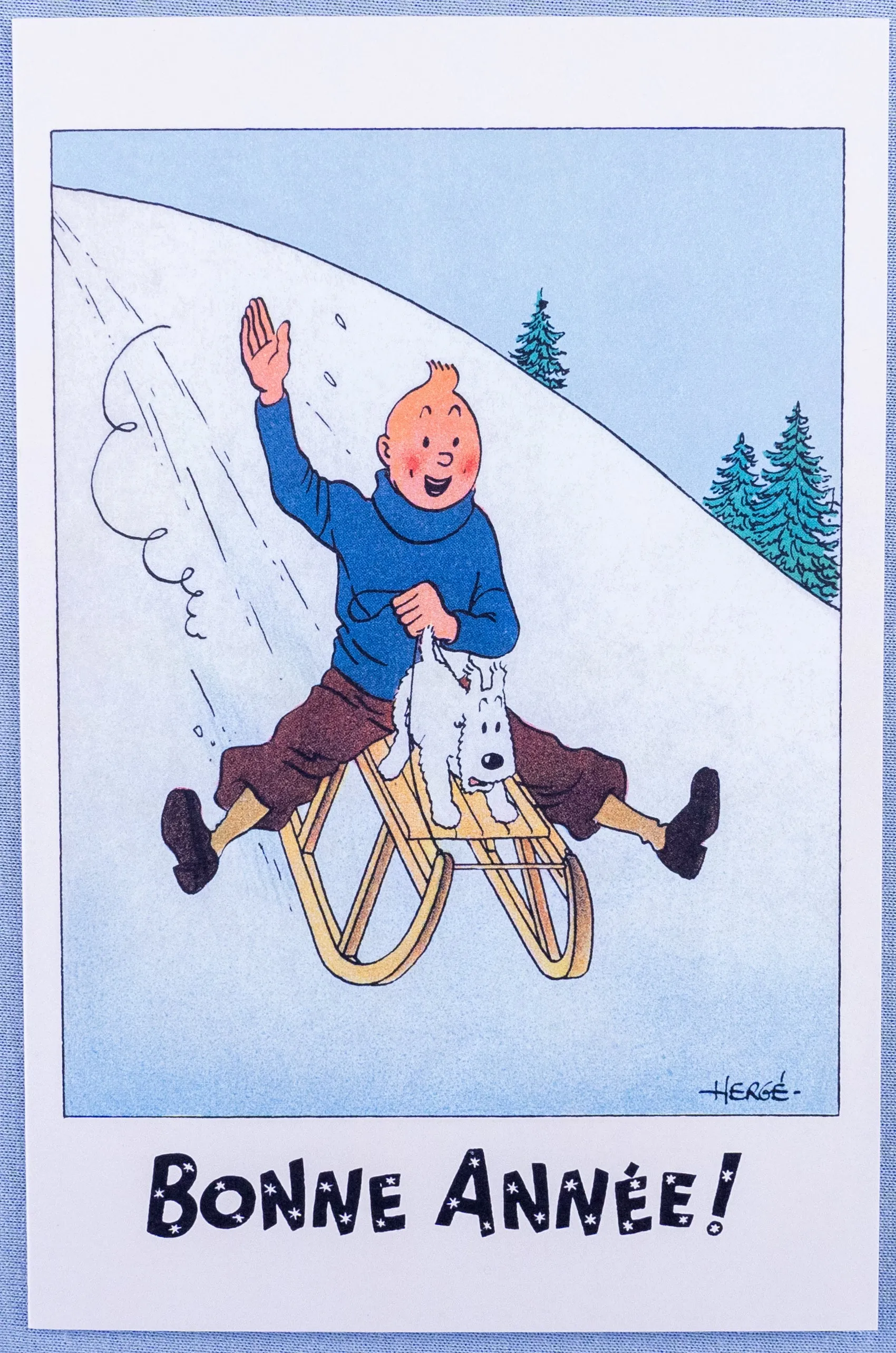 Tintin Christmas Greeting Cards: Blue Set of 6 Moulinsart Herge Xmas Gifts