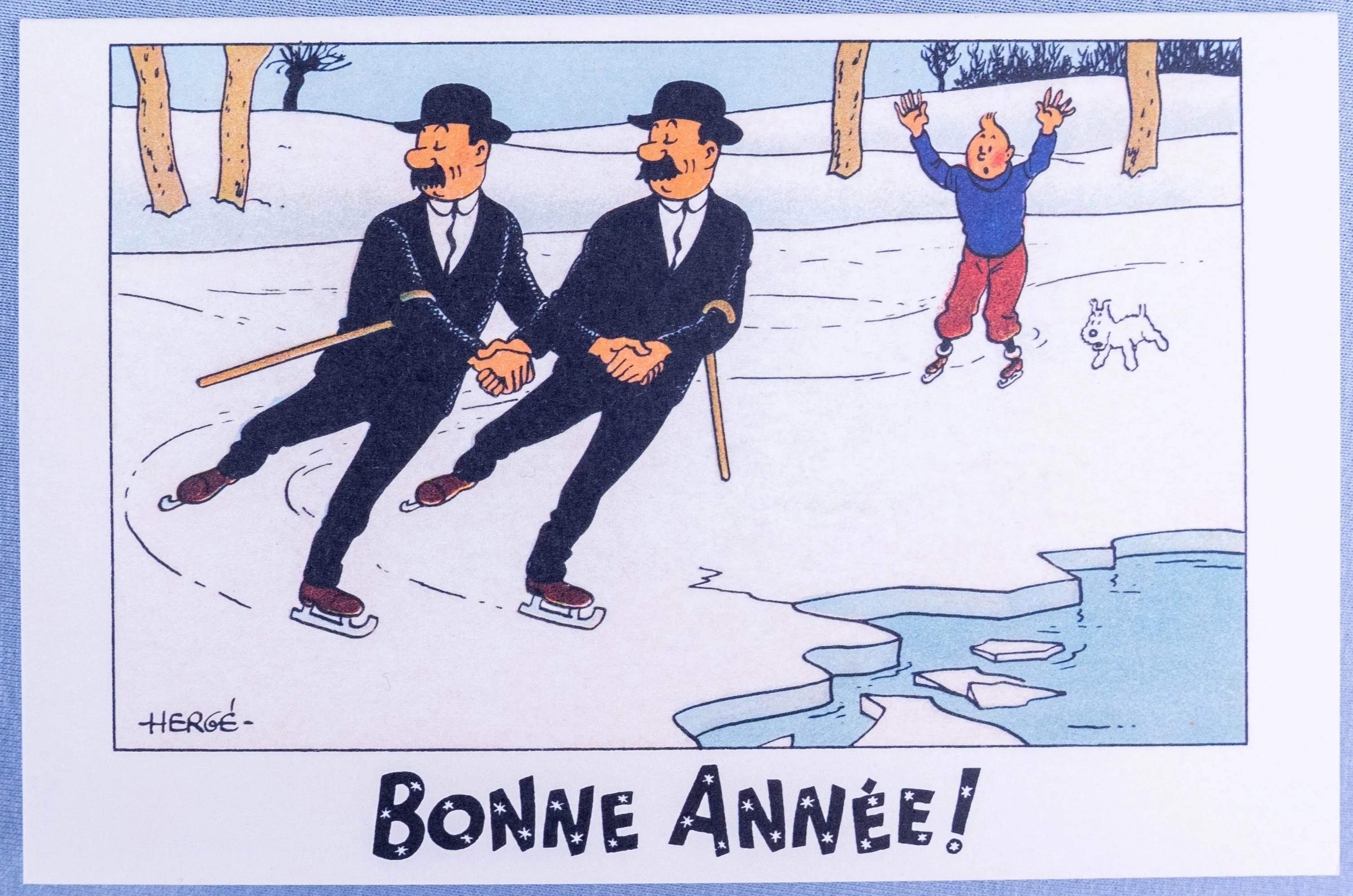 Tintin Christmas Greeting Cards: Blue Set of 6 Moulinsart Herge Xmas Gifts