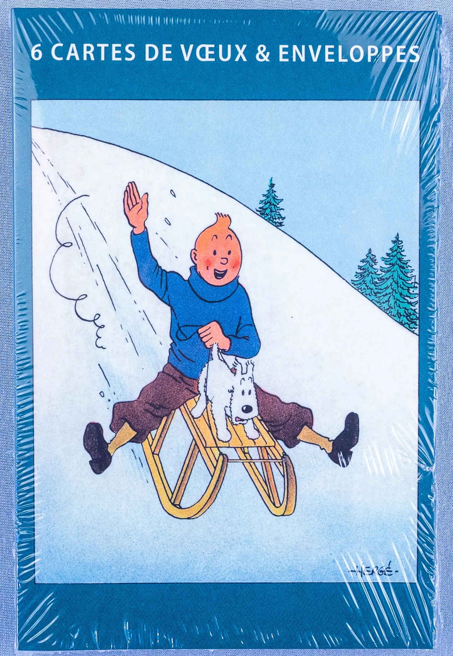 Tintin Christmas Greeting Cards: Blue Set of 6 Moulinsart Herge Xmas Gifts