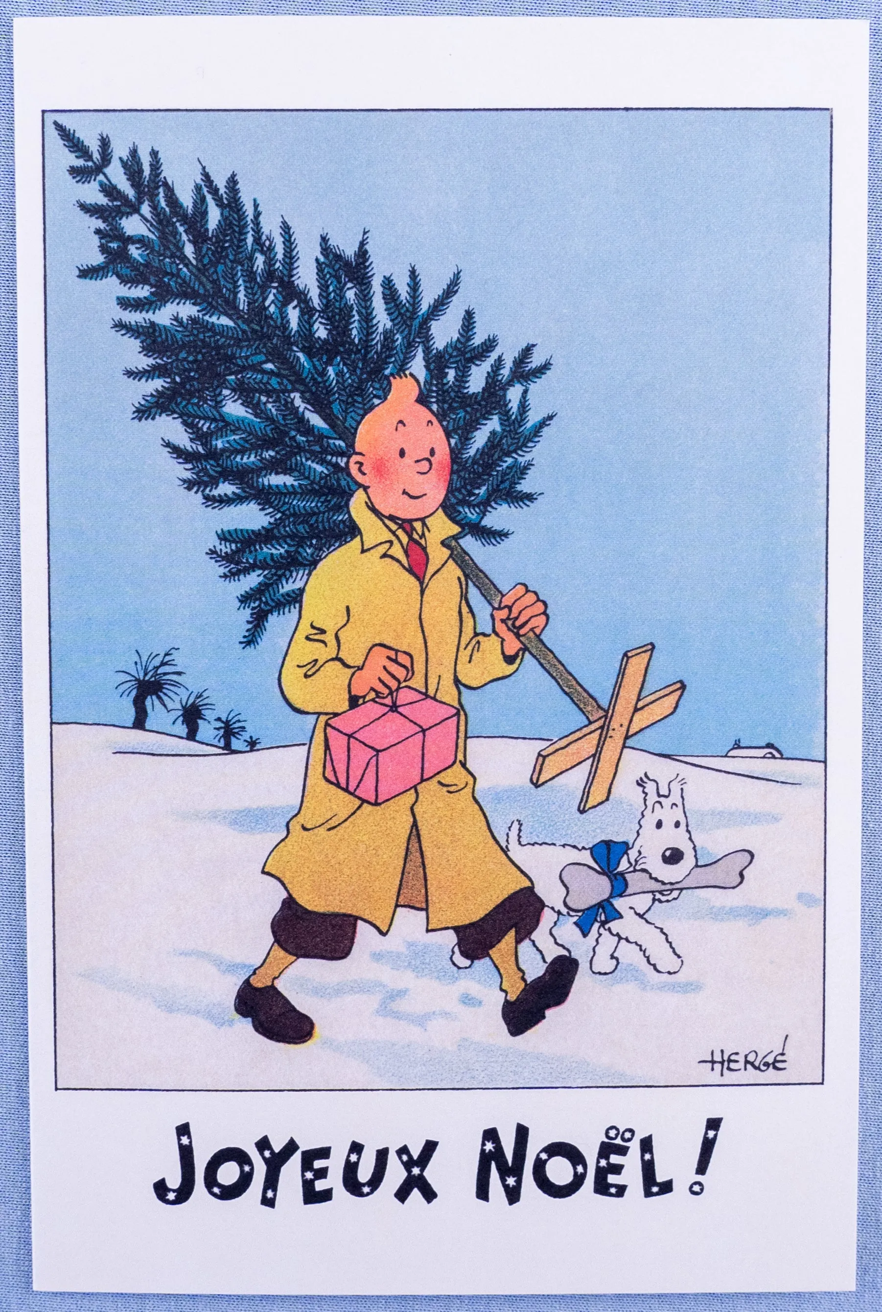 Tintin Christmas Greeting Cards: Blue Set of 6 Moulinsart Herge Xmas Gifts