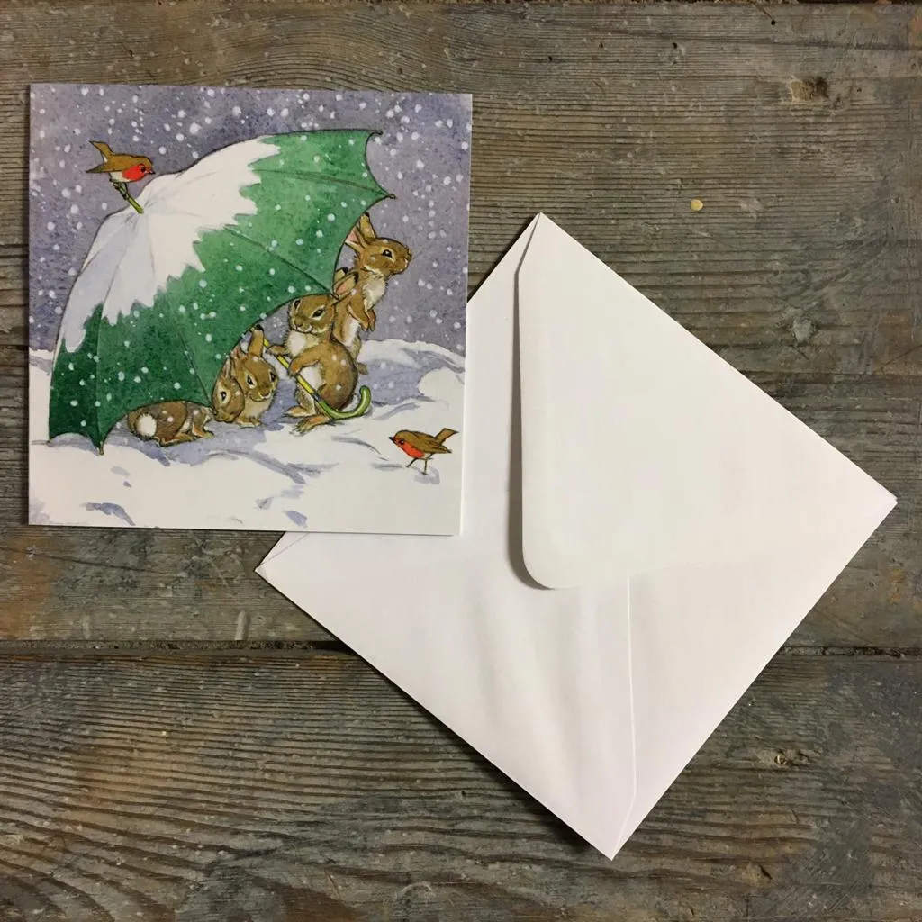 Traditional Christmas Card Pack - Rabbits Sheltering