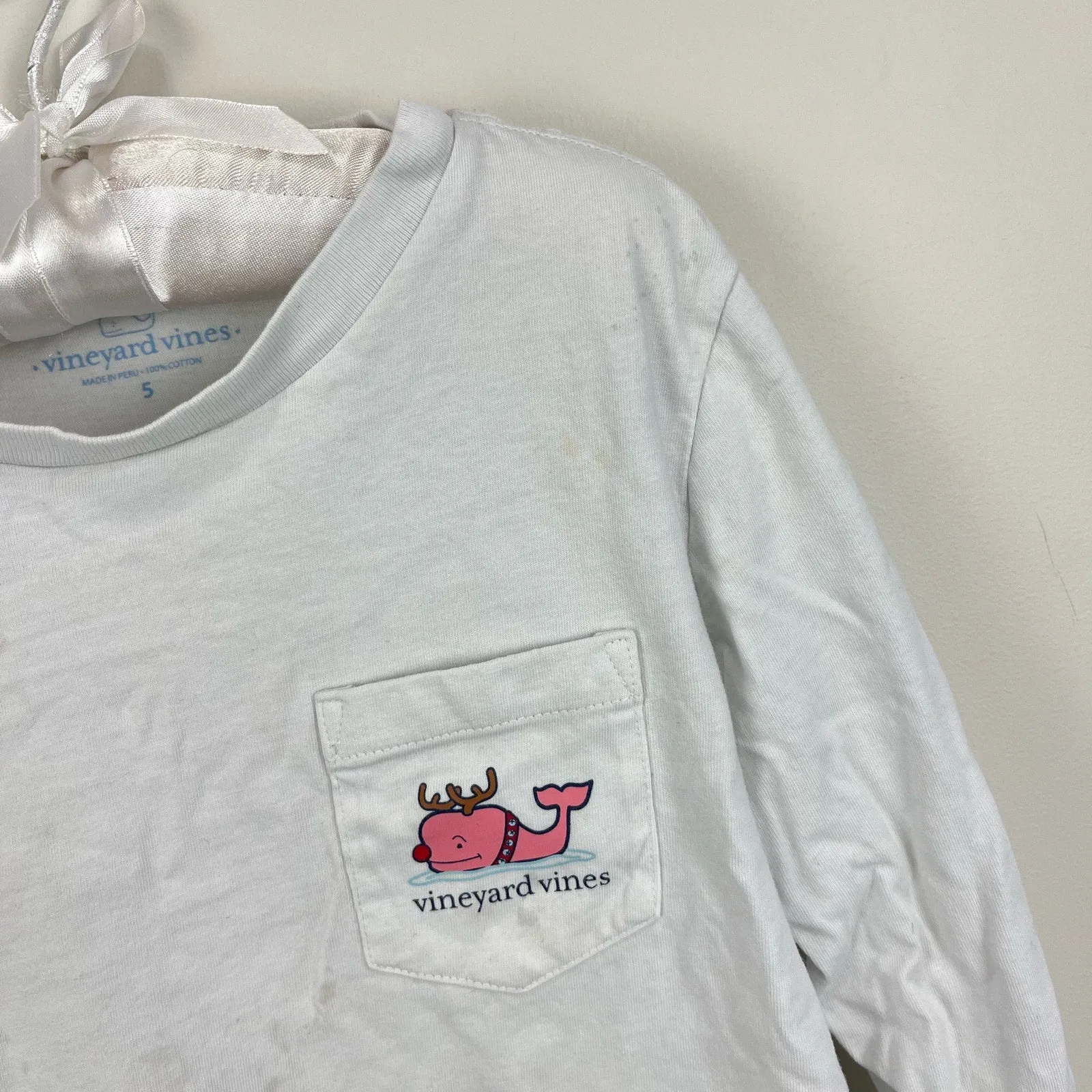 Vineyard Vines Reindeer Whale Pocket Tee 5T