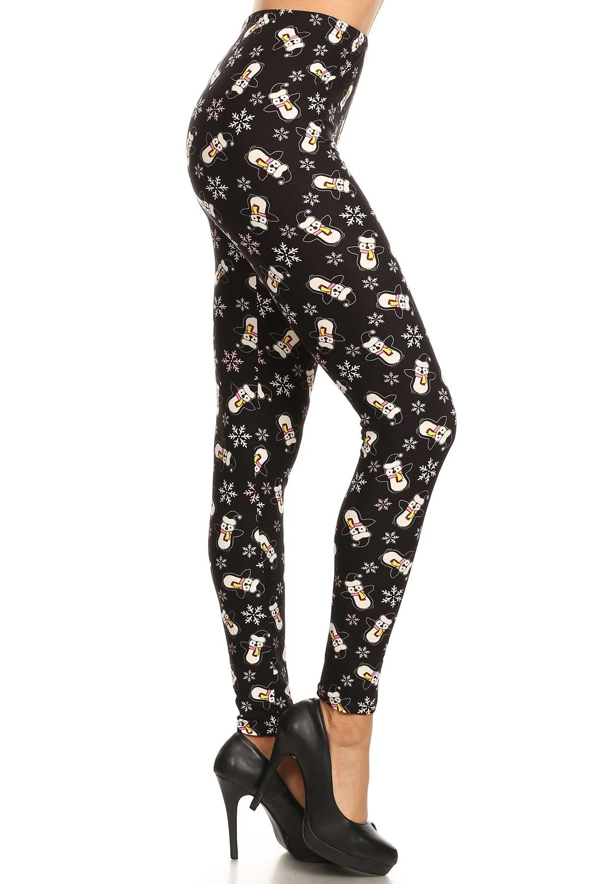 Women's 3X 5X Penguin Snowman Snowflake Pattern Printed Leggings