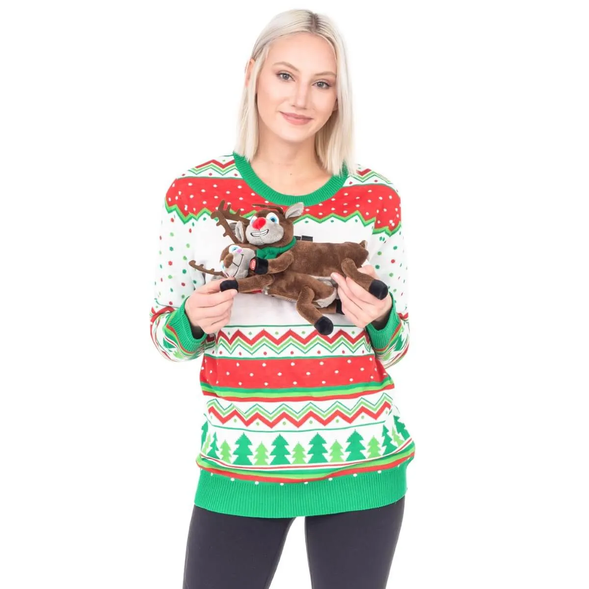 Women's Humping Reindeer 3D Animated Ugly Christmas Sweater