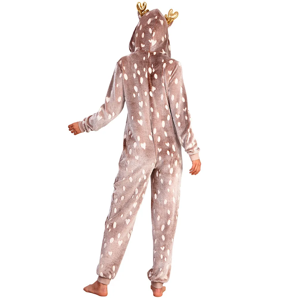 Cozy Womens Festive Reindeer Onesie – Holiday Pajamas for Ultimate Comfort and Warmth