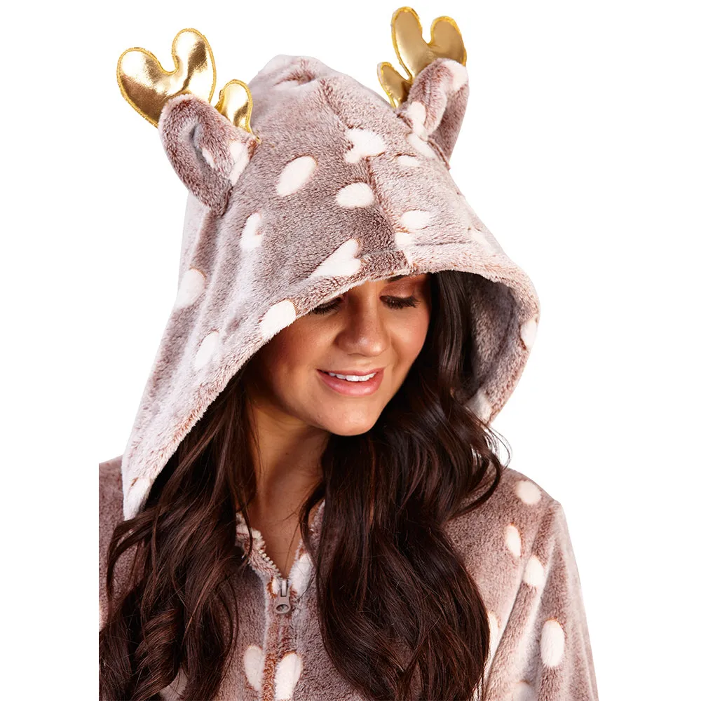 Cozy Womens Festive Reindeer Onesie – Holiday Pajamas for Ultimate Comfort and Warmth