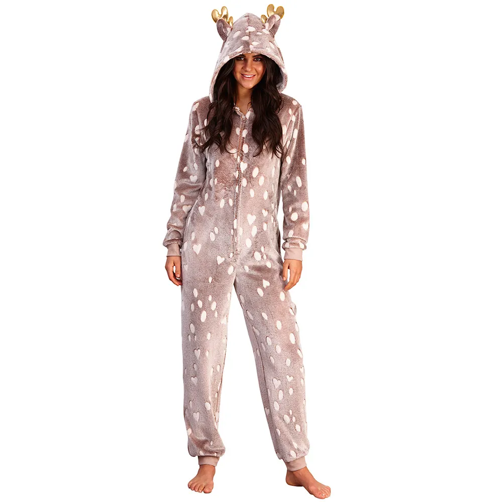 Cozy Womens Festive Reindeer Onesie – Holiday Pajamas for Ultimate Comfort and Warmth