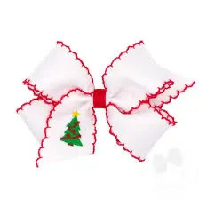 Xmas moonstitch bow with embroidered